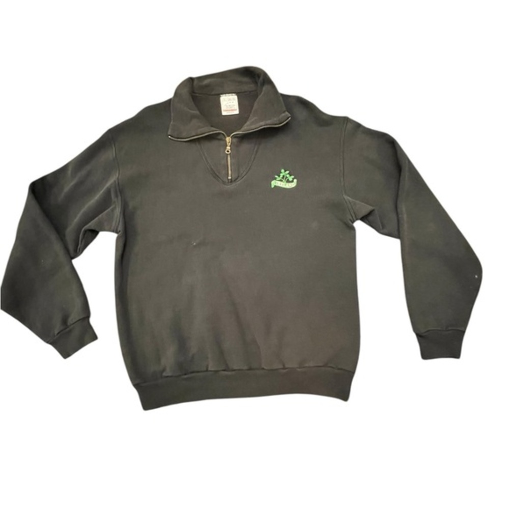 Vintage Pullover Sweatshirt 1/4 Zip IRELAND Black Fruit Of The Look Size Large